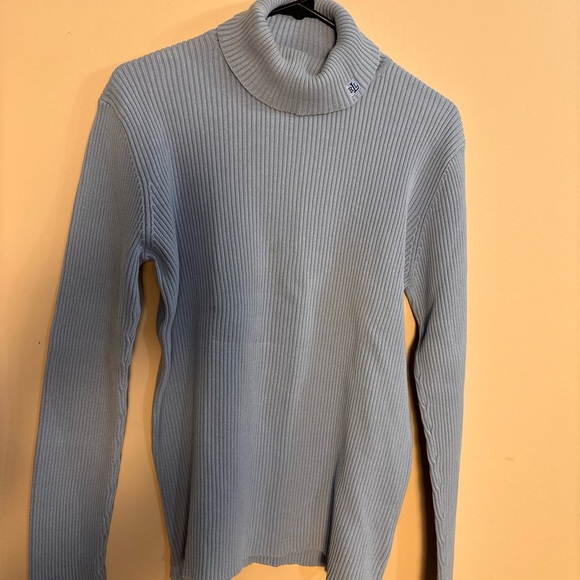 Lauren Ralph Lauren Ribbed Turtleneck Sweater Blue Size L Made in Japan - Picture 2 of 9